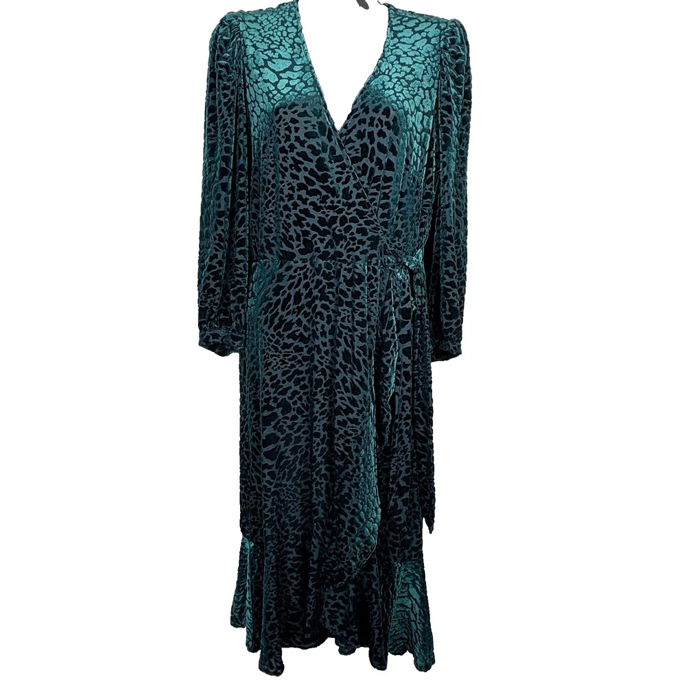 Calvin Klein‎ Velvet Burnout Faux Wrap Dress Womens 6 Party Holiday Event NYE